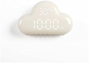 YCJUJU Creative Cloud Shape LED Digital Alarm Clock With Sound-Activated Function, USB/AAA Powered Electronic Desktop Table Clock. (White)