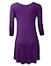 AMORE ALLFY Women's 3/4 Sleeve Round Neck Flare Hem Tunic Purple XXX-Large