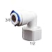 Meiduoduo Mini White POM Quick Water Tube Fittings 1/2inch NPT Female to 3/8inch OD 90 Degree Elbow Push Fit Connector for RO Water System Quick Connect Fittings, Pack of 5