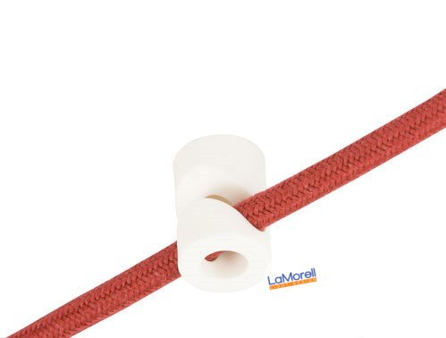 Wall and Ceiling Pins - V - Black, White, Transparent for Textile Cables. Pack of 5. Made in Italy (White Pack of 10)