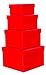 Cypress Lane Square Rigid Gift Boxes, a Nested Set of 4, 3.5x3.5x2 to 6x6x4 inches (Red)