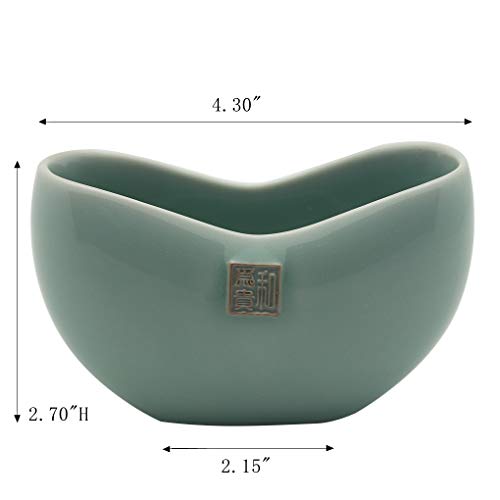 BangQiao Ceramic Business Name Card Holder Display Stand for Desk, Home and Office, Light Cyan Color