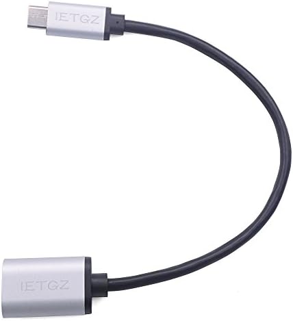 IETGZ 20cm USB 3.1 Type-C Adapter Type C to USB 3.0 Female On The Go (OTG Host Cable) for New Macbook and Other Type C Devices (Silver Black)