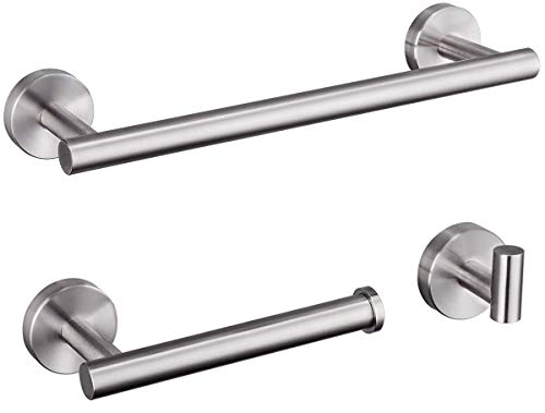 GAPPO Brushed Nickel Bathroom Accessories Stainless Steel Bath Hardware Set Include 12 Inch Hand Towel Bar, Toilet Paper Holder, Robe Towel Hooks