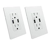 Wall Outlet with USB - LASOCKETS Dual USB Ports 4.2A DC White Charger Socket,2-Outlet 20A TR Duplex Receptacle, for iphoneX,iphone 8/8 plus,Samsung Galaxy and more, with 4 Free Wall Plates, UL Listed