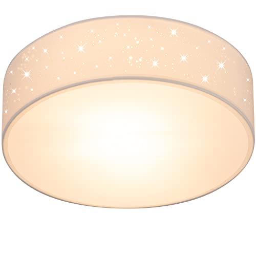 Monzana® Deckenlampe Sternenhimmel Wohnzimmer Schlafzimmer E27 Weiß Rund 38cm Stoffschirm 2-Flammig 40W Küche Lampe Deckenleuchte Stoffdeckenlampe