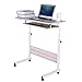 Folding Laptop Table TV Tray Mobile Side Table, Adjustable Movable with Wheels, Portable Laptop Stand for Bed Sofathumb 2