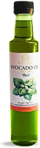 Neomega Basil Infused Avocado oil 8.5 oz (250 Ml), Astisan Herbal Infused, High Heat (500F), Cold Pressed, Made in US, NON-GMO