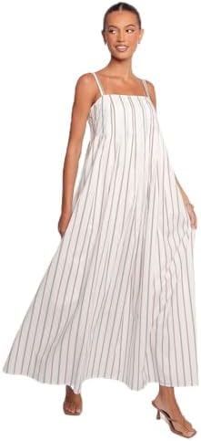balos striped gauze maxi dress Z Supply Balos Striped Maxi Dress Natural / L