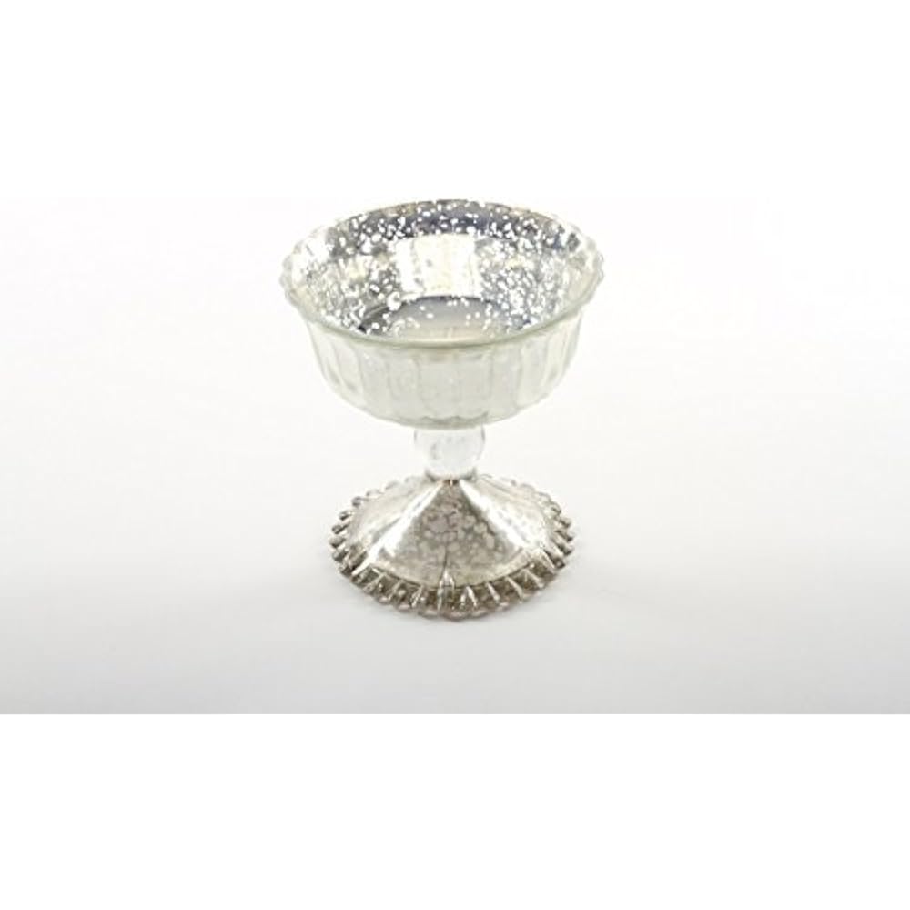 Compote Bowl Centerpiece Mercury Glass Antique Pedestal Vase, Floral