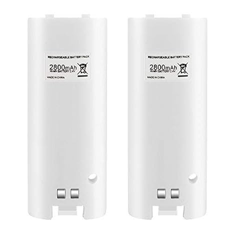 Wetoph 2x Wii Akkus, TP08 Akkus 2800mAh Akku für Wii Remote - Weiß