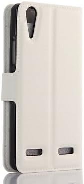 Genreic Wallet Leather Phone Flip Case Cover for Lenovo A6010 /A6000 PLUS (white)