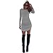 Fanala Winter Sexy Women Long Sleeve Knit BodyCon Slim Party Sweater Mini Dress
