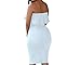 Eiffel Women's Off Shoulder Ruffle Crop Top Pencil Skirt Dress Two-Piece Set (XX-Large, White-1)