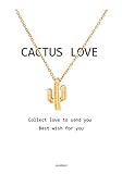 Zealmer Cactus Necklace Best Wish Cacti Pendant Necklace with Message Card for Love Ones