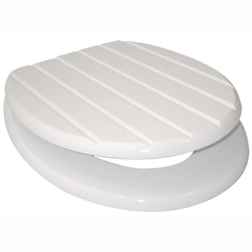Tongue and groove effect toilet seat in white