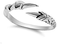 Noureda Sterling Silver Stylish Dragon Claw Band Ring with Face Height of 5MM