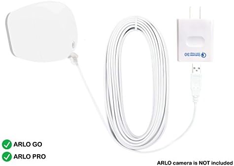 Charging Cable for Arlo Pro (16.5 ft. White) w/Quick Charge 3.0 USB Power Adapter for Arlo Pro & Arlo Go - Waterproof Outdoor Indoor Quick Charging Adaptor & Power Extension Cable for Sully