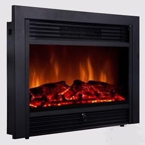 28.5" Embedded Fireplace Electric Insert Heater Glass View Log Flame Remote Home