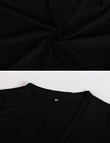 Weilim Women's V-Neck Button Down Knitwear Long Sleeve Casual Cardigans Sweater Black XXL - Thumbnail 5