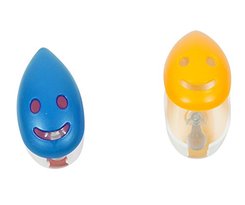 Smiley Set of 2 Antimicrobial Toothbrush Holders, Blue and Yellow