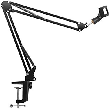 ALAYSTAR Heavy Duty Studio Adjustable Professional Microphone Desktop Arm Stand – Mic Arm Desktop Stand – Steel Construction Microphone Suspension Scissor Mic Arm Stand