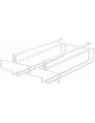 YAMAZAKI home 2464 Tower Under Shelf Wine Glass Rack-Hanging Storage Holder, White