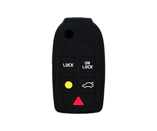 BROVACS Silicone Cover Protector Case Holder Skin Jacket Compatible with VOLVO 5 Button Flip Remote Key Fob CV4781 Black