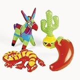 OTC Inflatable Fiesta Decorations (Assorted Styles : Cactus, Chili Pepper, Donkey, Lizard, Mexican) (4-Pack)