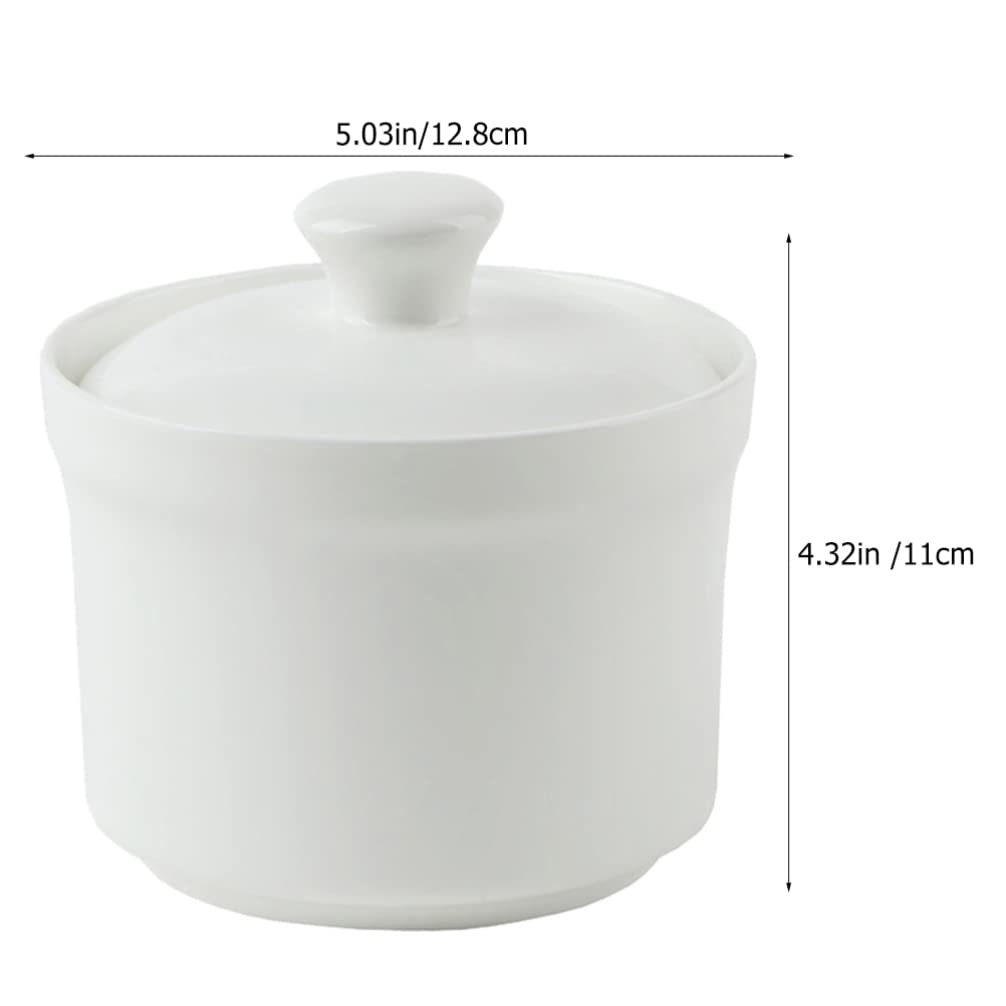 Ceramic Stew Pot with Lid Steam Soup Bowl Steaming Cup Stockpot Cooking Earthen Casserole Pot for Home Kitchen Egg Custard Medicinal Birds Nest 580ml