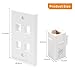 VCE 4 Port Cat6 Female to Female Connector Wall Plate, UL Listed RJ45 Keystone Jack Inline Coupler FacePlates - White