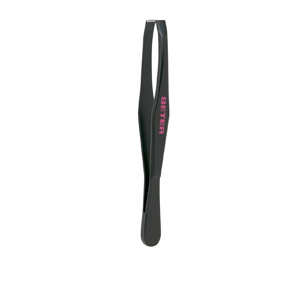 Tweezers with Straight Tip Black Steel 1 Piece