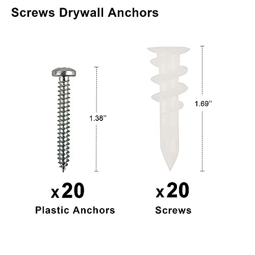 Self Drilling Drywall Anchors and Screws Set of 20 8 x 11/4 Inch