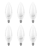 Hyperikon LED Candelabra Bulb B11 Frosted 5W (40W Equivalent), 3000K (Soft White Glow), Candle Bulb Chandelier, Small Base E12, Not Dimmable - Great for Bedroom, Basement, Kitchen (6 Pack)