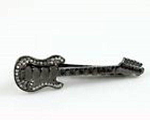 Banana Republican Guitar Music Musician Crystal Rock N Roll Tie Clip Silver Black Bar Clasp #BR5578