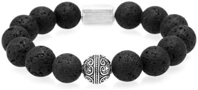 Gabcus Beaded Bracelets Bracelet Men Thai Silver 12MM Tiger Eye Lava Beads Couple Charms Bracelet Pulseira Masculina 2019 - (Metal Color: Style E, Length: M 190mm)