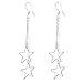 uxcell Women Metal Star Shaped Pendant Dangler Hook Eardrop Earrings Pair Silver Tone