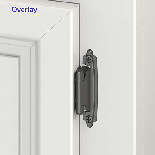 Hardware 1/2 Inch Face Mount Self Closing Variable Overlay Black Kitchen Door Cabinet Hinges, 50 Pack(25 Pairs)