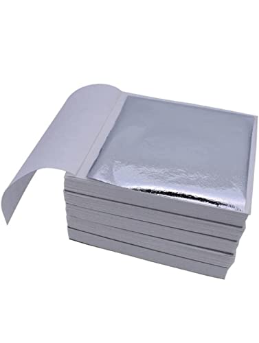 GLC Silver Leaf/Gilding foil for Gilding, Paintings 400 Sheets and Resin Casting 8x8.cm_