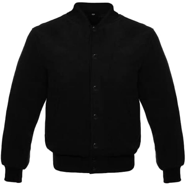 ジャケット・アウター SO ORIGINAL WOOL VARSITY JACKET (BLACK) Men's Melton Wool 70's Varsity Jacket with Leather Sleeves