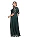 Chicwe Women's Plus Size Stretch Lined Floral Lace Maxi Dress with 3/4 Sleeves - Evening Wedding Party Cocktail Dress …