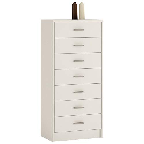 Furniture To Go 7 Drawer Narrow Chest Wood Pearl White Amazon