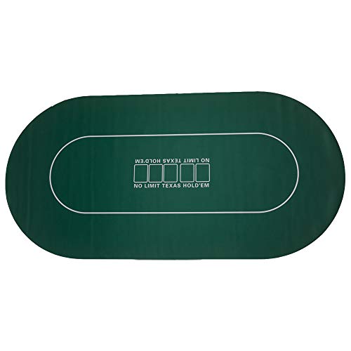 GAMELAND 70" x 35" Portable Oval Sure Stick Rubber Foam Poker Table Top Layout Poker Mat (Green