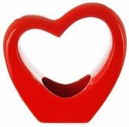 Small Heart Shaped Glossy Porcelain Vase/Ornament In Red Black Or White Quality Shaped Vases (Red)
