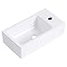HOROW Bathroom Small Wall Mount Rectangle Corner Sink White Porcelain Ceramic Vessel Sink, Right Hand