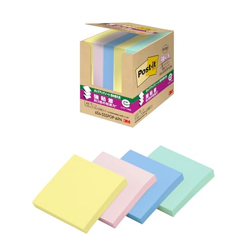 3M ポストイット 付箋 強粘着 かわいい 大きい ポップアップノート マルチカラー 75×75mm 90枚×5パッド 654-5SSPOP-APN