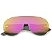 Futuristic Rimless Frame Mono Lens Aviator Shield Sunglasses 71mm (Black/Magenta Mirror)