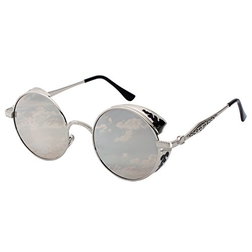 Gqueen retro round steampunk polarized sunglasses mts1