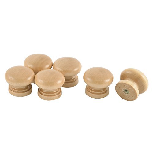 DealMux 28mm Dia Drawer Cabinet Cupboard Gate Door Wooden Pull Knobs Handle 6 Pcs Beige