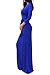 Vivicastle Solid V-Neck 3/4 Sleeve Wrap Waist Long Maxi Dress (Large, Royal Blue)